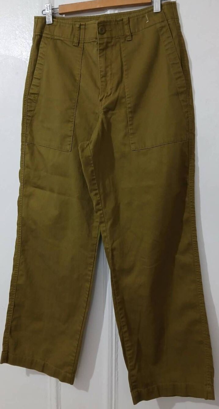Uniqlo womens size 27 hi rise wide leg utility army green pants ankle length